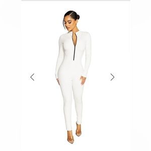 all snatched & zipped WHITE jumpsuit